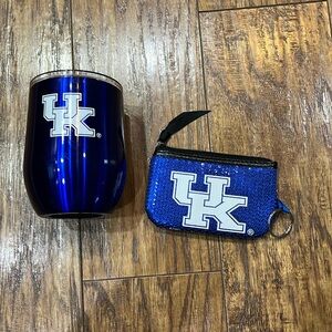 University of Kentucky sequin change purse and cup